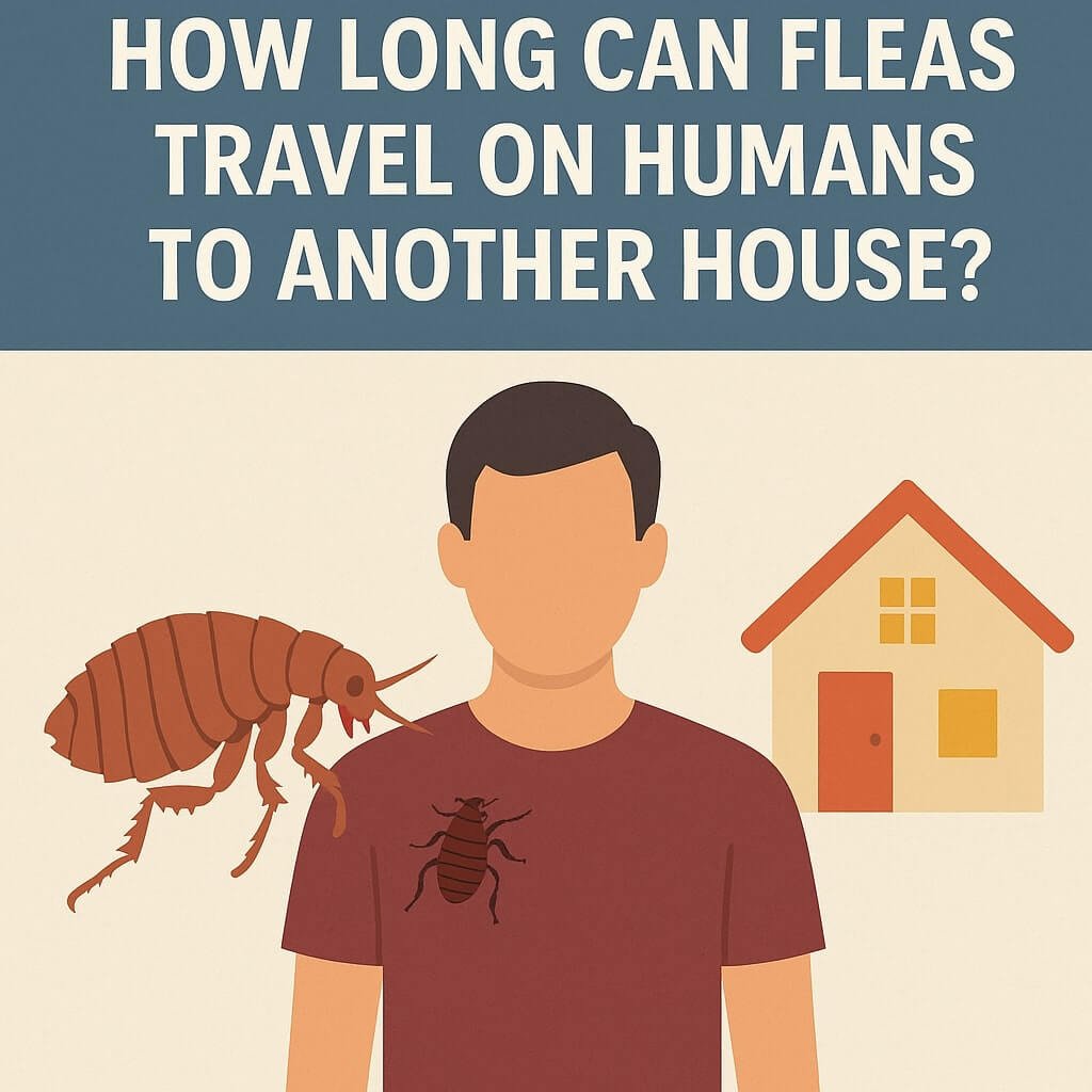 how long can fleas travel on humans to another house